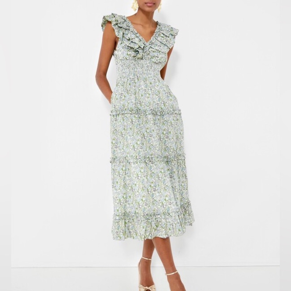 Tuckernuck Hyacinth House floral ruffle maxi dress - large